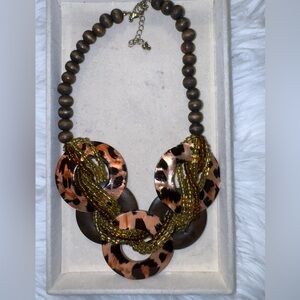 Leopard Print Beaded Necklace